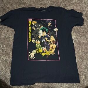 Black Graphic T-Shirt with Anime Design